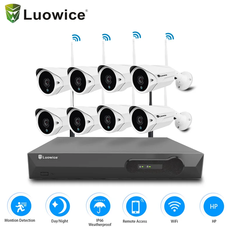 

8CH Wireless Audio Security Camera System all in one 960p 2and 4 TB HDD Indoor/Outdoor HD Surveillance Cameras Night Vasion