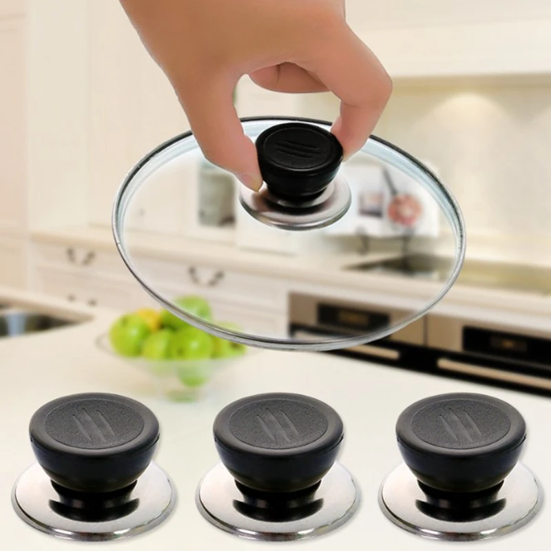 

Plastic Pot Cover Handle with Stainless Steel Gasket Replaceable All-purpose Glass Pot Cap Beads Household Kitchen Accessories