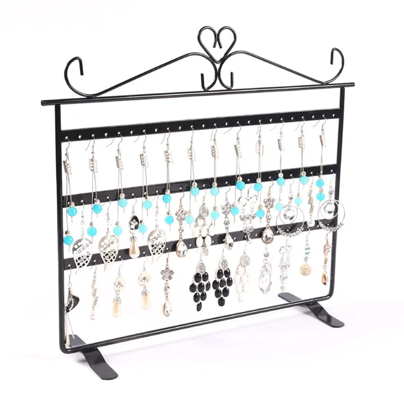  3 Layers 72 Holes Earring Jewelry Necklace Display Rack Metal Stand Holder Organizer storage shelf