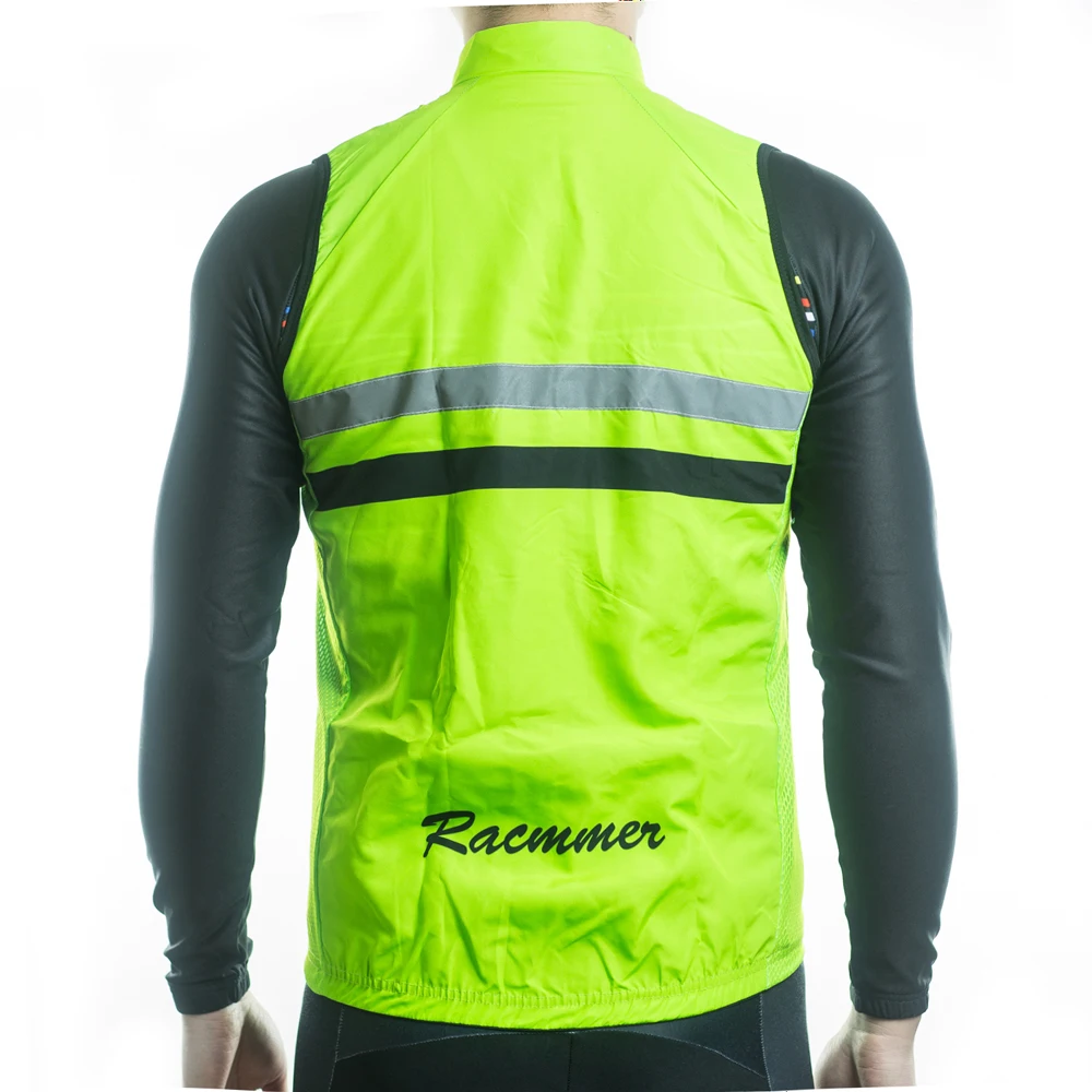 Racmmer 2018 Windstopper sin mangas Ciclismo Jersey ropa bicicleta a prueba de viento reflectante Maillot Chaleco Ciclismo # WX-06