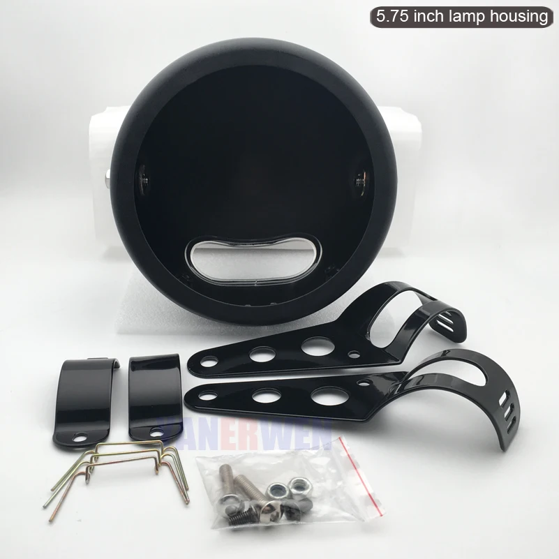 

front headlight Motorcycle Accessories 5.75 Inch LED Headlight Housing Round Bucket 5-3/4" Mounting Brackets Ring .