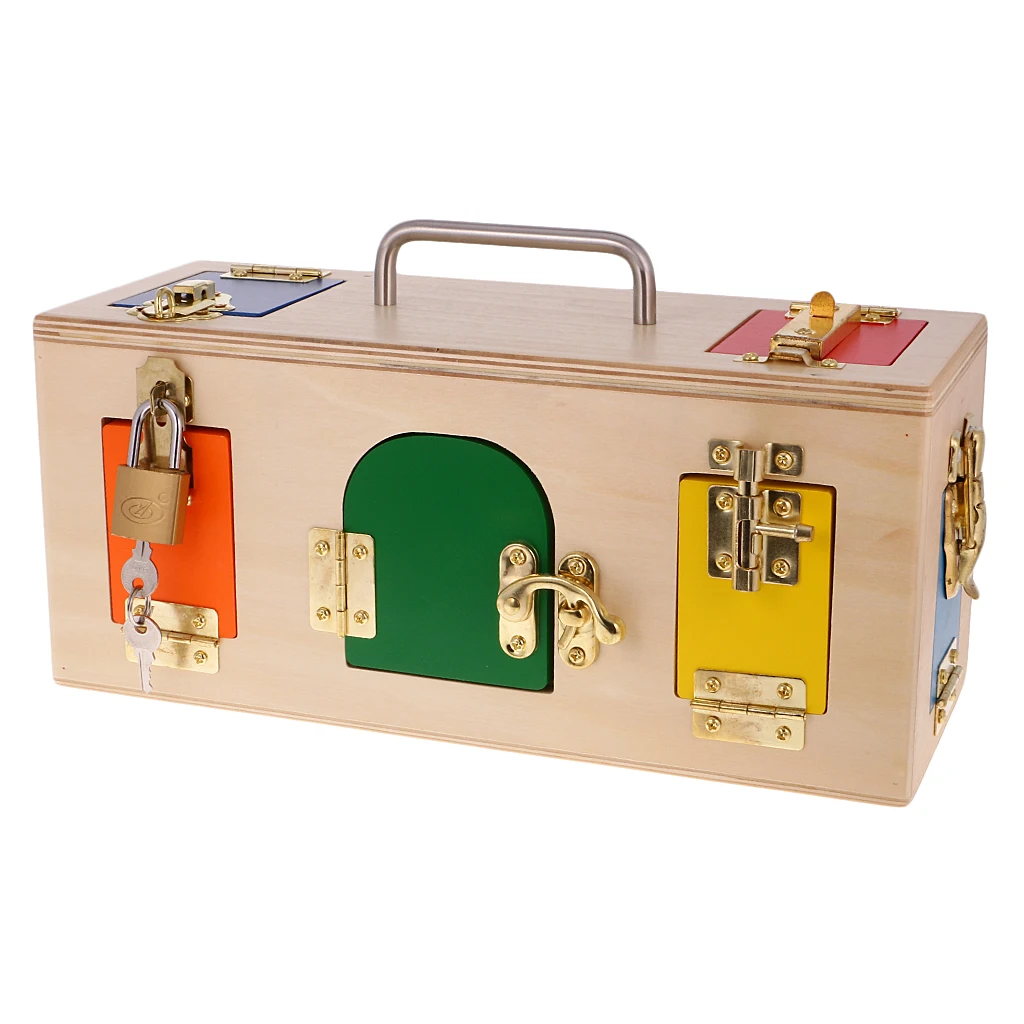 Locking Box & Cheese Maze Montessori Materials Kids Wooden Educational Toy