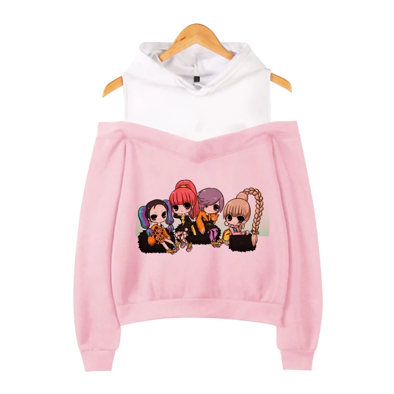 

Blackpink Hoodies Kpop Blackpink Sexy Off Shoulder Hoodies Women Funny Cartoon Print Sweatshirt Girl Group Blackpink Sweatshirt
