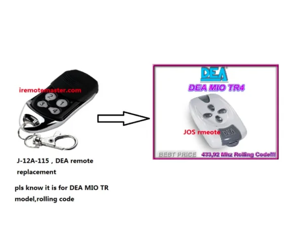 

High quality DEA MIO TR 4 replacement remote rolling code DHL free shipping