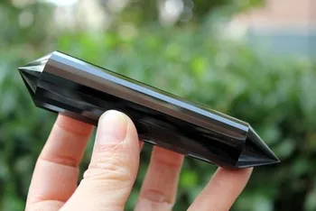 

24 sided NATURAL OBSIDIAN NATURAL Quartz CRYSTAL DT POINT 97g