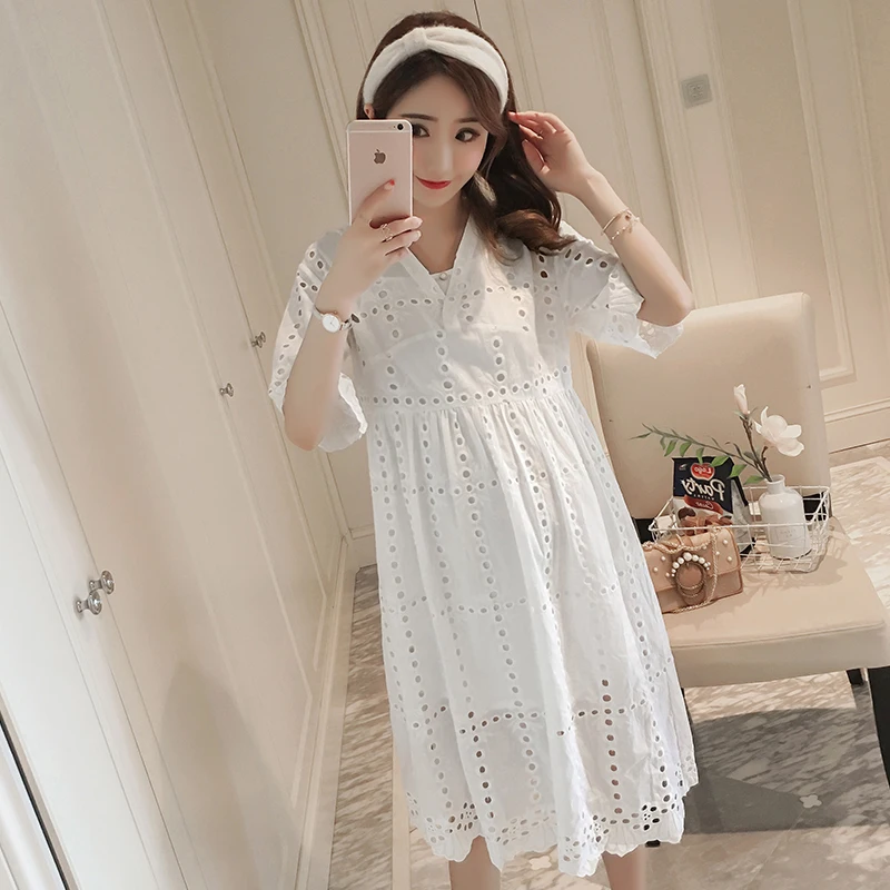

Lace Maternity Clothing 2018 Cute Pregnancy Dress Floral Loose Chiffon Maternity Clothes For Pregnant Women Photo Shoot