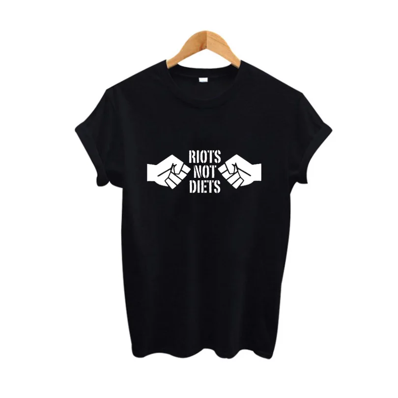 

love Riots Not Diets Funny T Shirt Female Vegetarian Graphic Slogan Summer Tshirts Hipster Tumblr Tees Women Clothing T-shirt