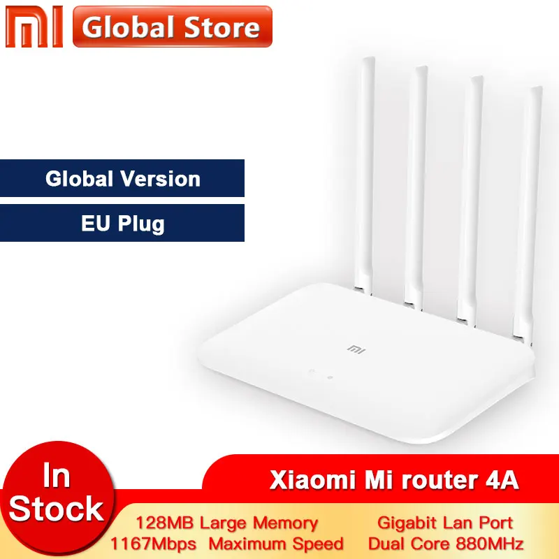 

Xiaomi Mi Router 4A Gigabit Edition 100M 1000M 2.4GHz 5GHz WiFi ROM 16MB DDR3 64MB 128MB High Gain 4 Antennas Remote APP Control