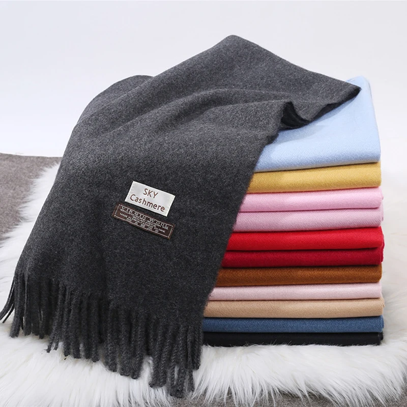 

Winter Women's Scarves Solid Wool Designer Thicken Warm Cashmere Men's Scarves Shawl Long Section Soft Neckerchief Lady Wrap