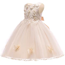 Детские платья для девочек от 3 до 10 лет, детская одежда с вышитой бисером и юбкой-пачкой, Элегантные Платья с цветочным принтом для девочек, детские праздничные костюмы