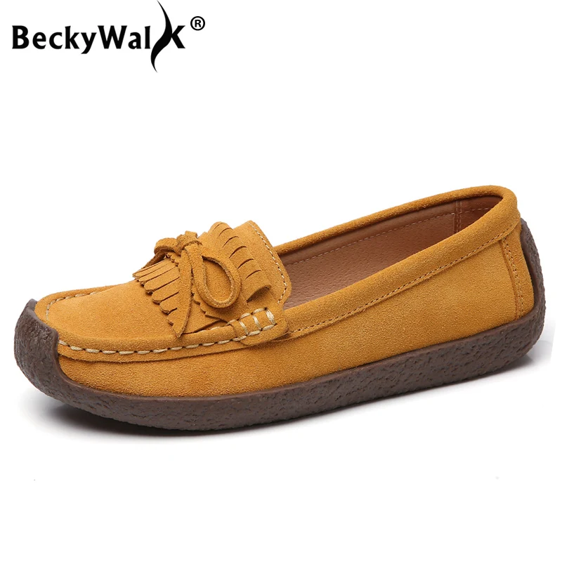 Spring Autumn Women Loafers Women's Flats Genuine leather Shoes Woman Moccasins Lady Slip On Suede Shoe zapatillas mujer WSH3218 | Обувь