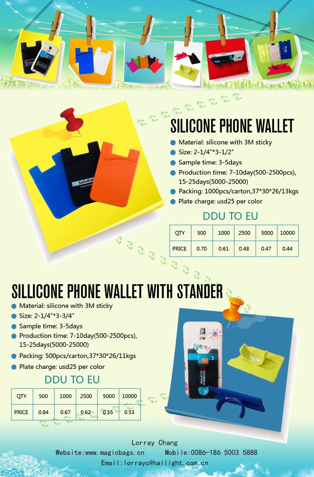 silk printing phone wallet DDU EU