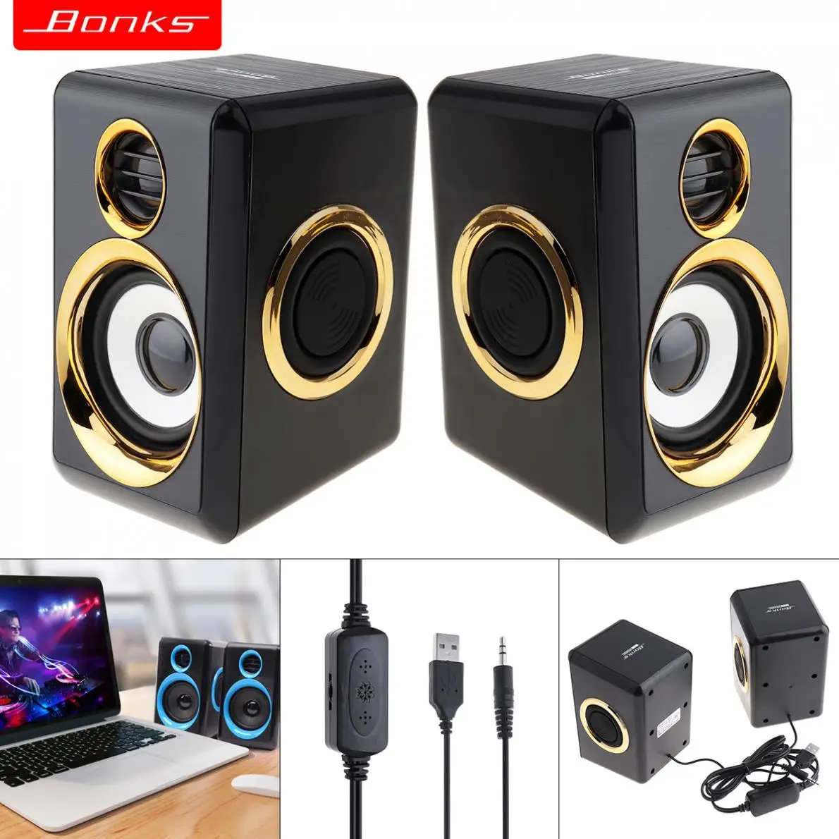 Full range Portable bass Music Mini Subwoofer PC Speaker Computer speakers caixa de som with 3.5mm Audio Plug for Laptop Phone
