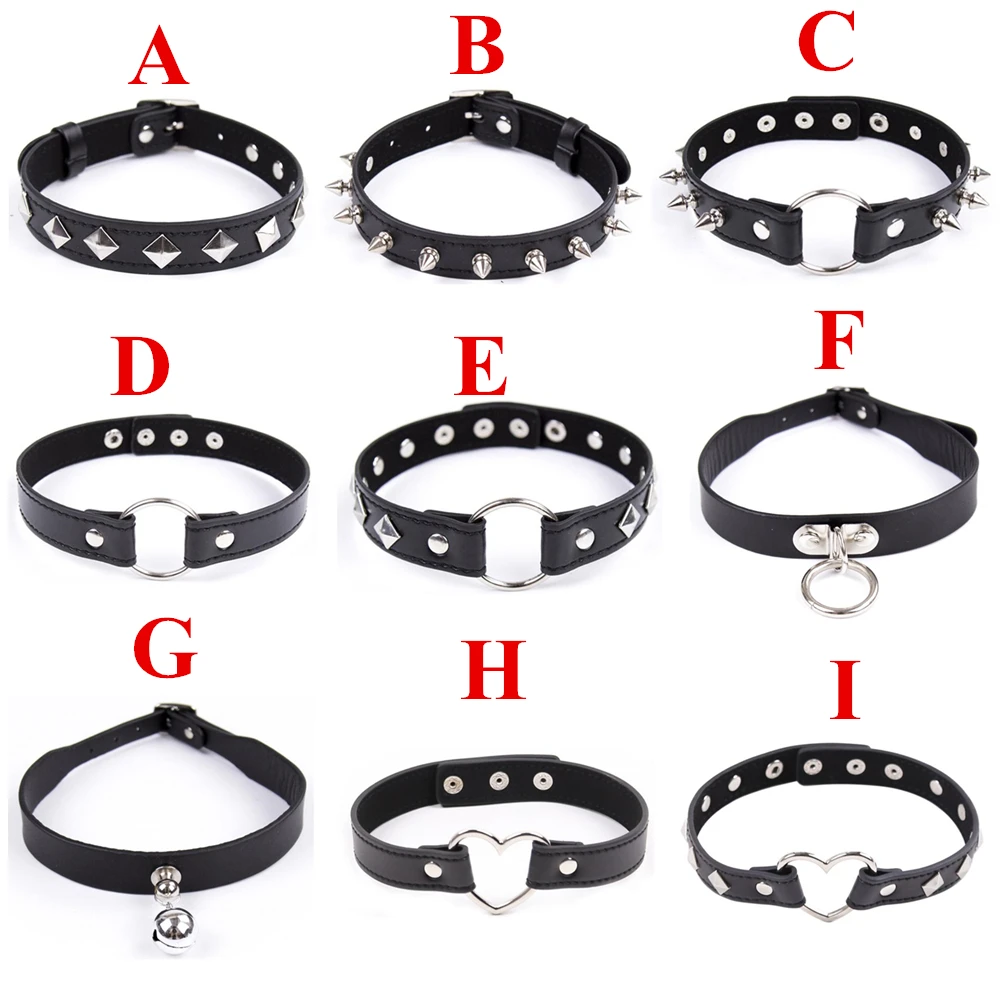 Para hombres Cuero Negro Gargantilla Collar de perro Bondage Cuello Brazal cinturón en la parte superior del Brazo Cuff Gay