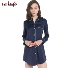 Camisones de manga larga 2017 Primavera Verano seda falsa de alta calidad camisón de seda vestido de noche Vintage camisón blanco Q305