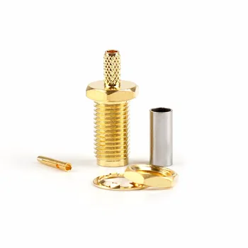

Areyourshop SMA Female Jack Center Nut Bulkhead Crimp For RG174 RG316 LMR100 RF 10Pcs 50ohm connector Brass