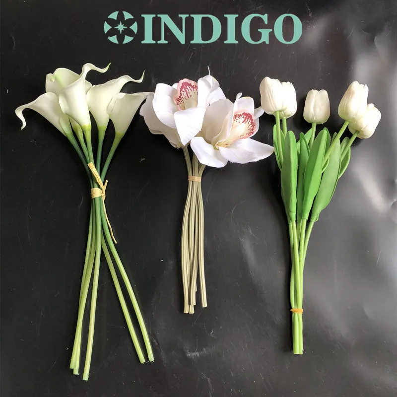 Индиго-белый цветок орхидеи Цимбидиум Тюльпан Калла анемон букет ромашек искусственные цветы для вечеринки
