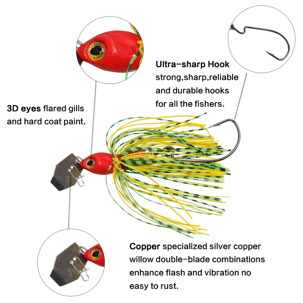 EASY CATCH 6pcs/lot Lures Chatterbait Elite Series with silicone Skirts buzzbait spinnerbait for lure fishing-2