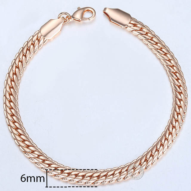 For Women 2mm Marina Stick Bead 585 Rose Gold Chain & Link Bracelet Elegant Simple Jewelry Gift 20cm