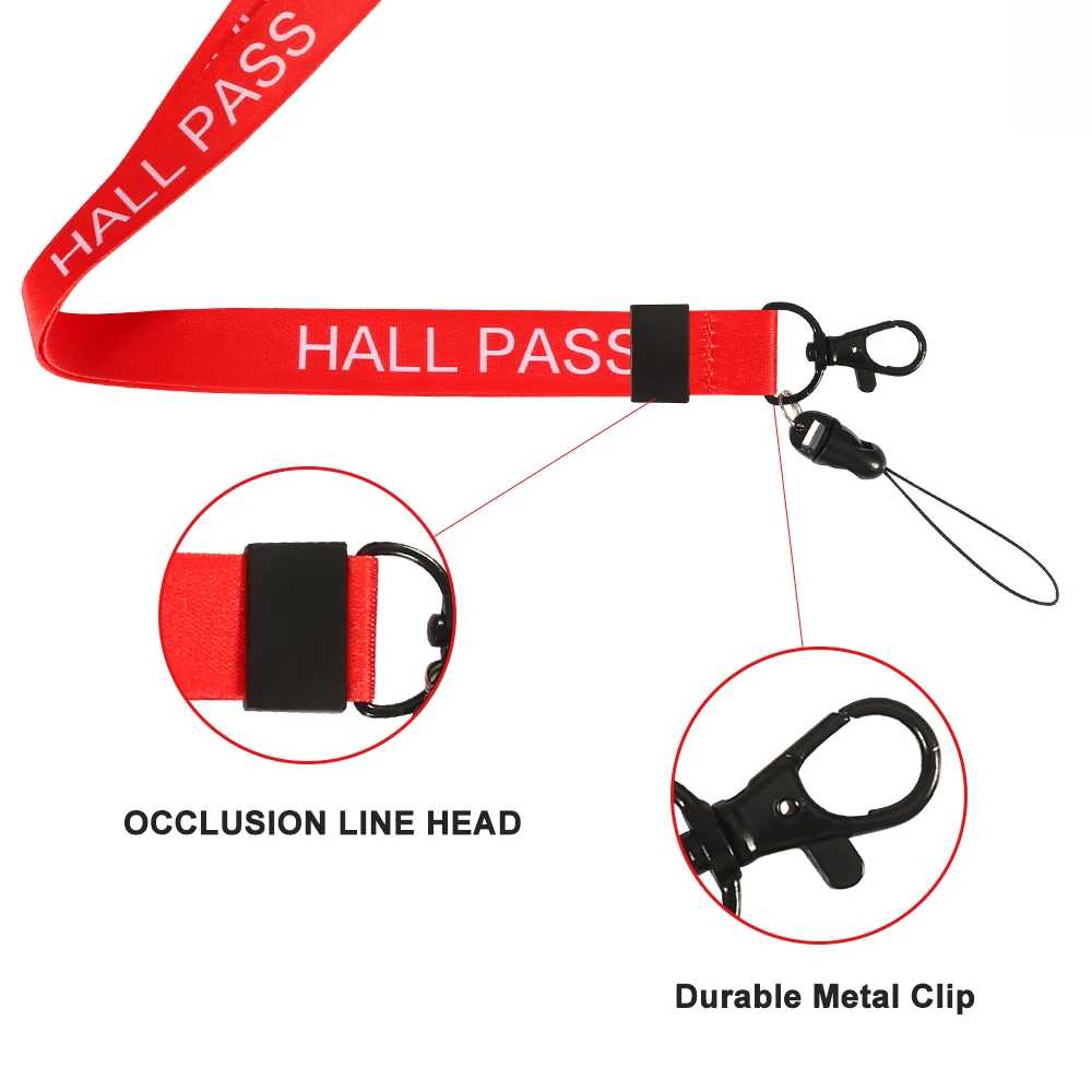 RED Hall Pass Lanyards and School Passes Set Keychain Lanyard ID card Holder (4)