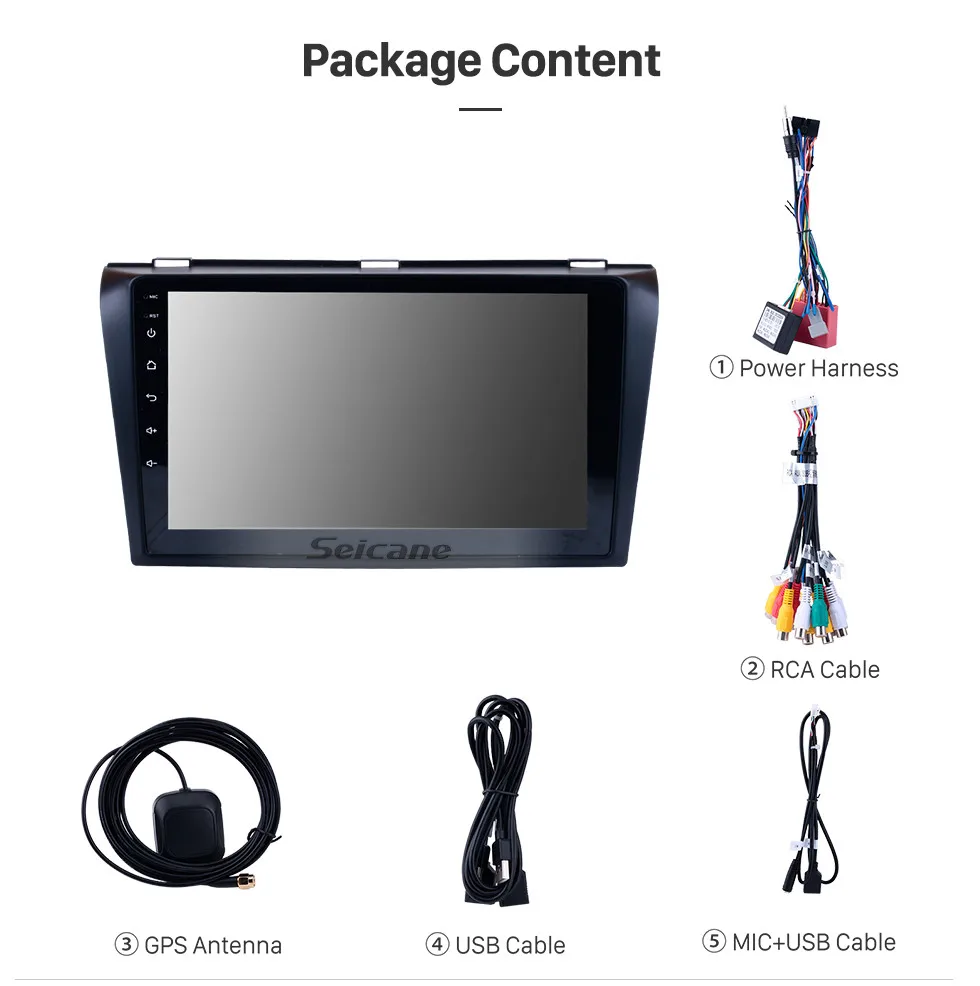 Best Seicane Car Multimedia player 1 Din For 2004 2005 2006 2007 2008 2009 Mazda 3 9 inch Android 9.0 8-Core 4GB RAM GPS Navigation 18