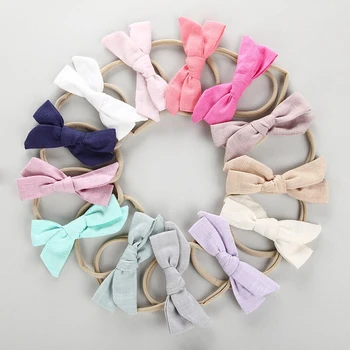 

30pc/lot Newborn Solid Nylon Headband Bow Headbands For cute Kids Girls Hair Girls Turban Hairband Children Soft Cotton Headband