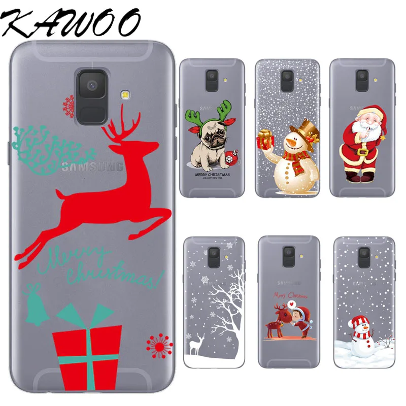 Santa Claus Reindeer Christmas Soft Case Cover For Samsung A6 J4 J6 2018 J3 J5 J7 A5 2017 Plus J2 Prime Ultra Thin Slim Coque |