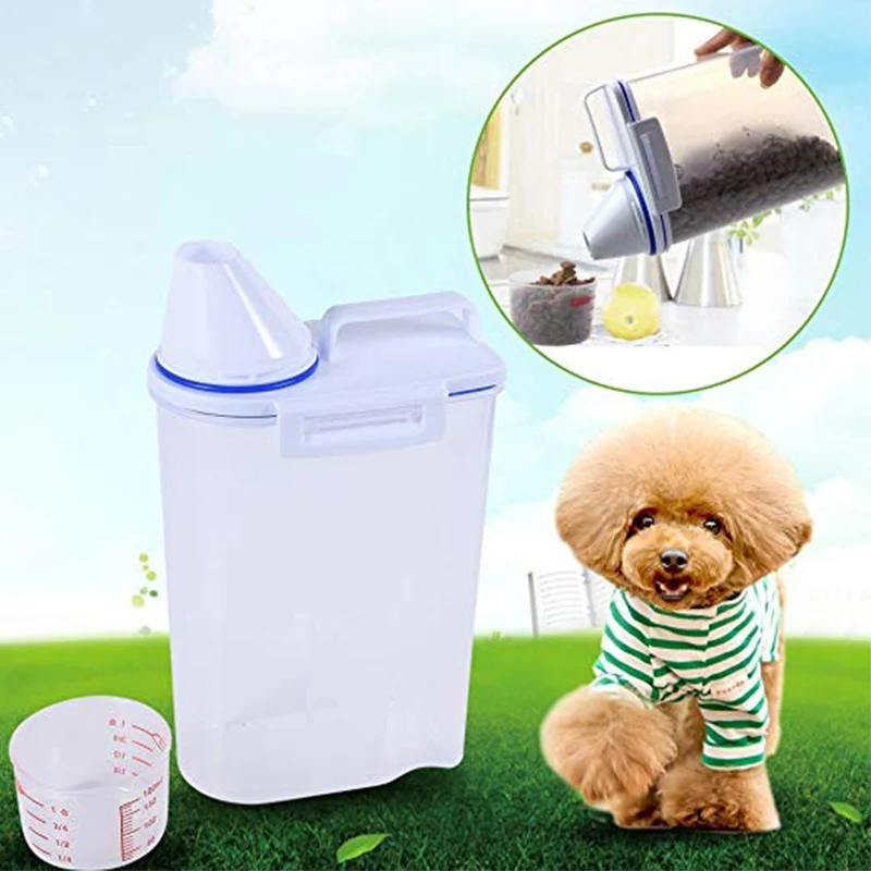 

Plastic Pets Dog Cat Food Storage Container Dry Food Dispenser Puppy Dog Feeder