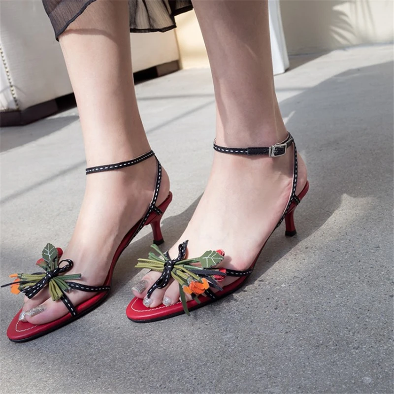 

Summer Wedge Espadrilles Women Sandals 6CM Heel Pointed Fish Mouth Sandals hollow-out Woman Net Red High-heeled Sandals 33-40