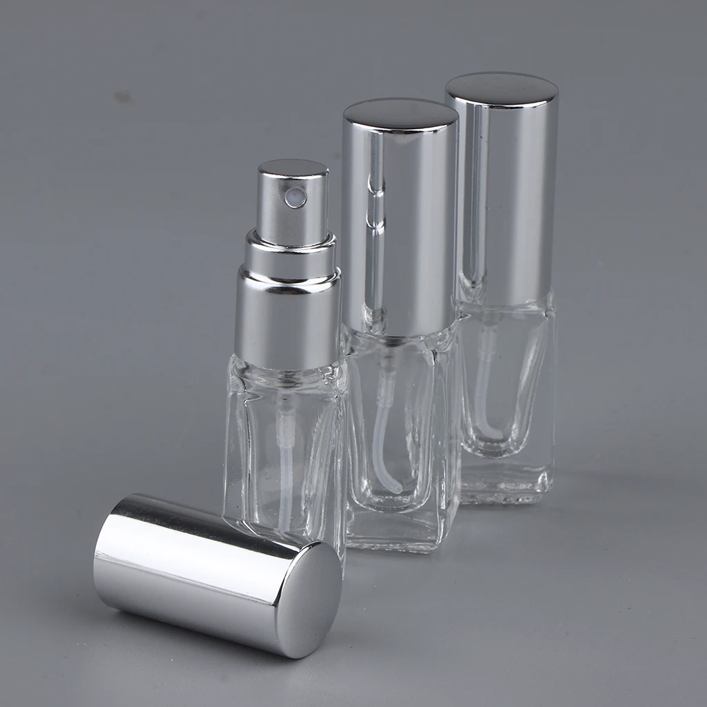 

3X 3mL Portable Travel Glass Spray Bottles Pump Fine Mist Atomizer for Perfume Cologne Splash Filling-Black/Silver/Gold Optional