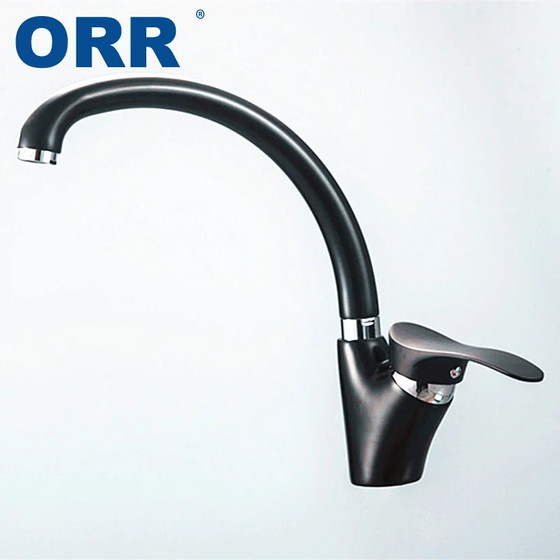 

Single Handle Kitchen Faucet Black/ White Bend Pipe 360 Rotation Cold Hot Water Tap toqueTorneira cozinha Grifo dela cocinaORR