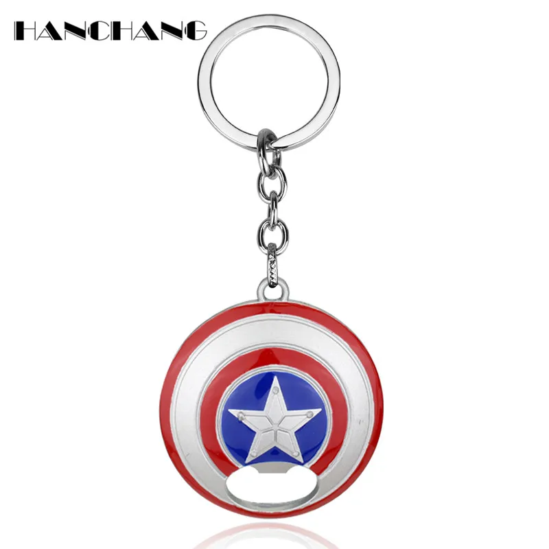 

DC Comics Jewelry The Avengers Character Captain America Shield Keychain 2 Use Bar Beer Bottle Opener&Key Ring Key Chains
