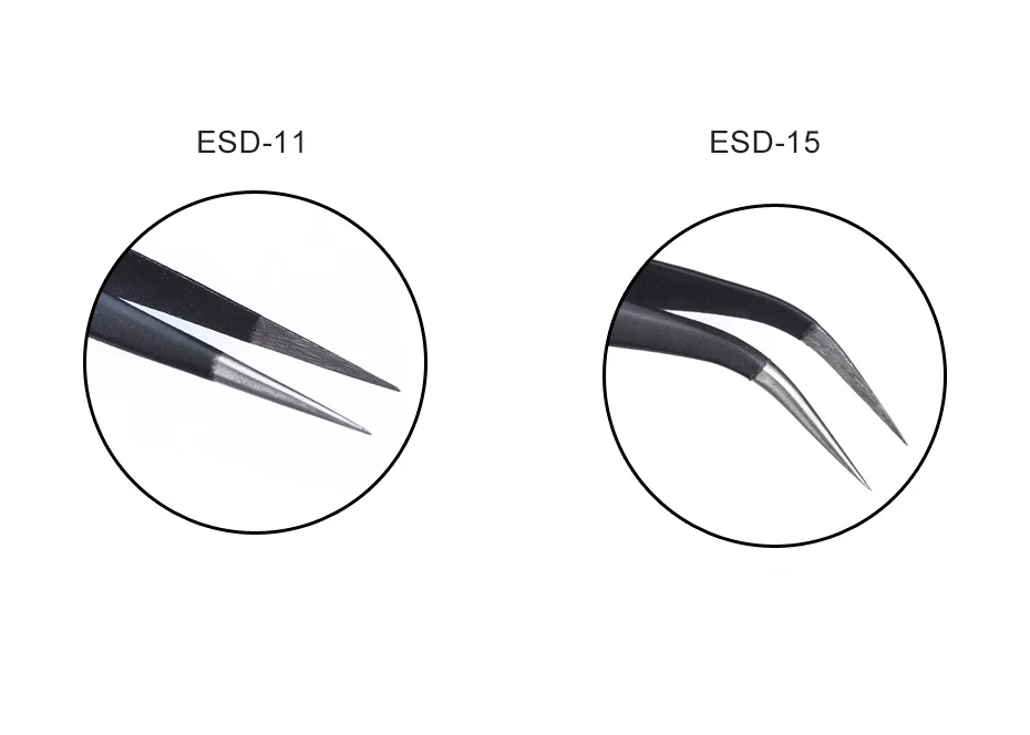 2 шт. антистатические прецизионные пинцеты набор из нержавеющей стали ESD промышленные пинцеты компьютерные телефоны ремонт электроники ручные инструменты набор