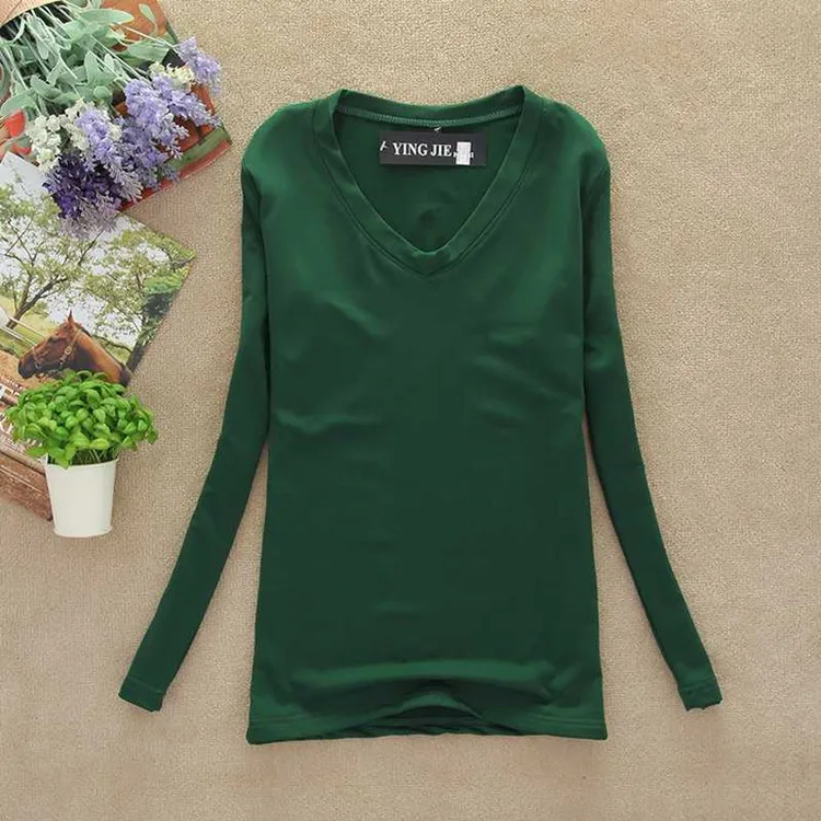 Новинка зимняя футболка Женская водолазка с длинным рукавом женская футболка с высокой эластичностью топы футболки осеннее нижнее белье футболки Camisetas - Цвет: dark green