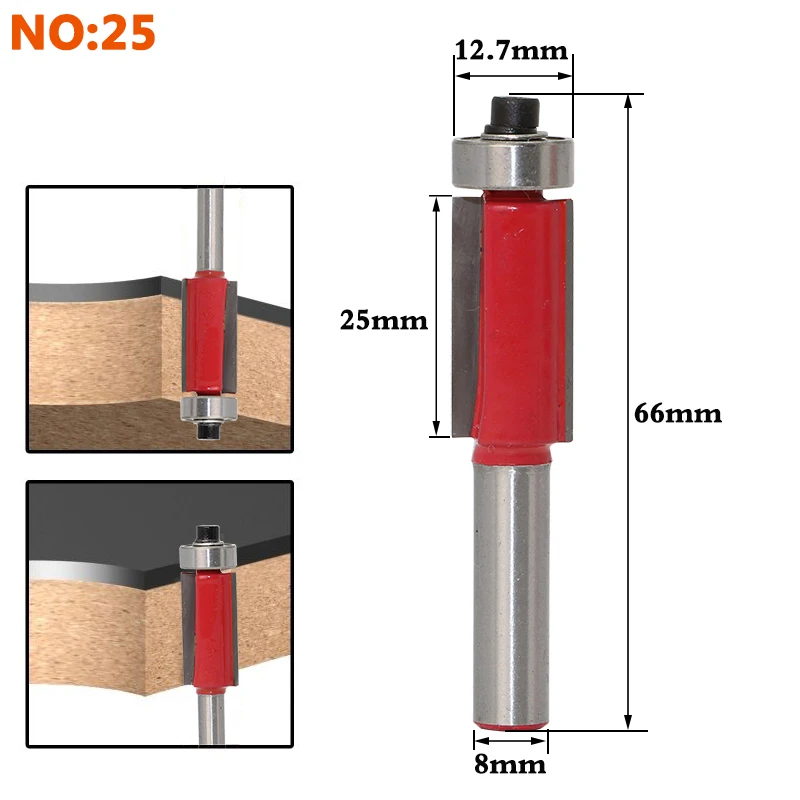 1 шт. 8 мм хвостовик древесины маршрутизатор бит прямой Концевая фреза триммер очистка заподлицо отделка угловая круглая бухта коробка биты инструменты фреза