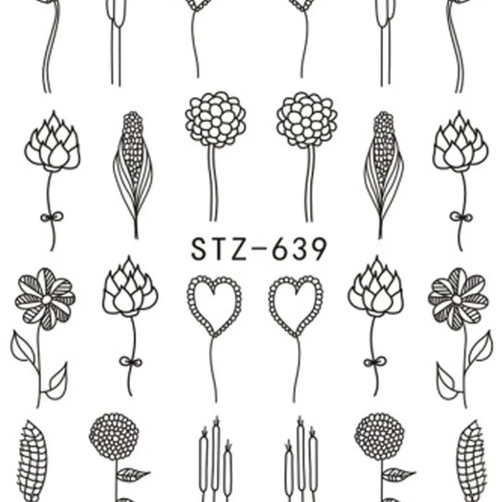 

2018 TOP Abstract Nail Sticker Tatoos Simple DIY Flower Moon Heart Nail Transfer Sticker Manicure Wraps