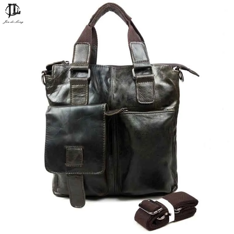 

New Retro Oil Wax/Crazy Horse Genuine Leather Men Handbag Crossbody Shoulder Bags Business Messenger Bag Travel Zipper Bags