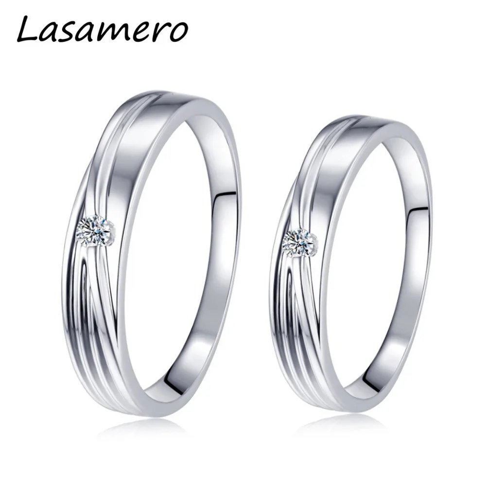 LASAMERO Solitaire мужские и женские 0 042 T 18k белое золото круглые кольца с натуральным