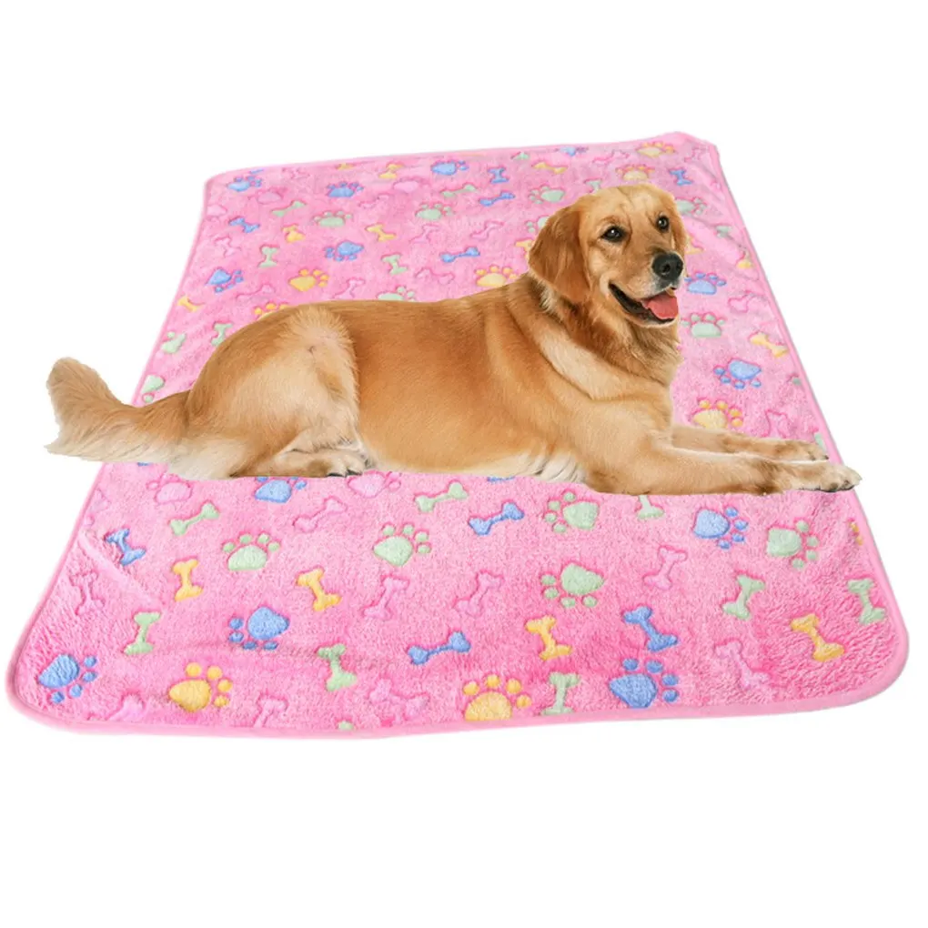 

Warm Pet Mat Bone Print Cat Dog Puppy Fleece Blanket Bed Cushion Pink Purple