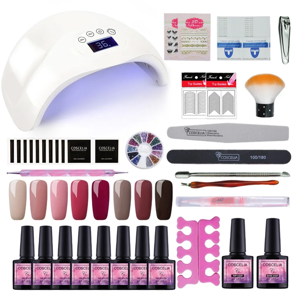 

COSCELIA Nail Set 48W LED Lamp Dryer 8 Nail Gel Polish Soak Off Manicure Gel Nail Polish Kit For Nail Art Tools For Manicure