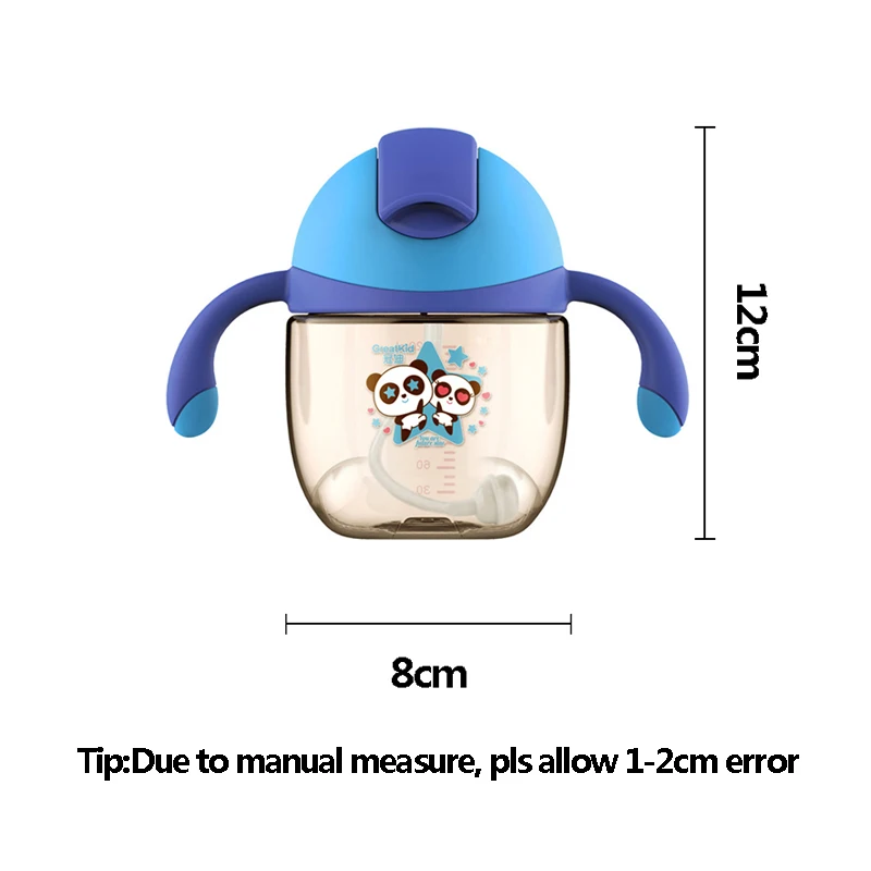 Детская тренировочная Милая чашка панда для младенцев BPA бесплатно поилка для малышей анти-осенние двойные ручные бутылки для детей