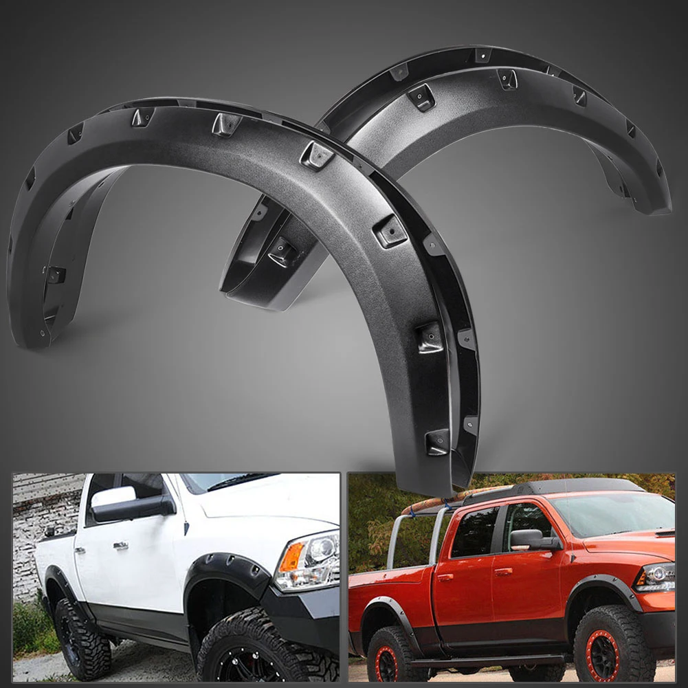 

Car Wheel Eyebrow Fender Flares Proof Cover Guard Mudguards Protector Set For 2009-2017 Dodge Ram 1500 Body Kits