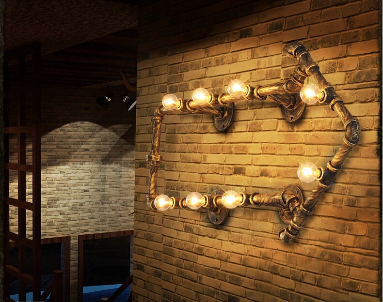 

fashion wroguht iron Water pipe wall lamp vintage aisle lights loft iron wall lamp edison incandescent light bulb