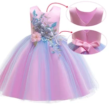 Г. Элегантные Свадебные Платья с цветочным принтом для девочек; платья для первого причастия с большим бантом; Пышное Платье для девочек; детское платье для выпускного вечера