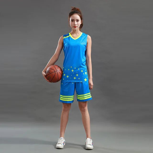 Женские майки для баскетбола, спортивная одежда, топ и шорты, команда, подгонка, для девушек, дешевые, для колледжа, баскетбола, тренировочные костюмы с принтом numbe - Цвет: blue