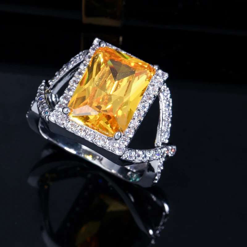 Женское кольцо с крупным желтым кристаллом R019|jewelry rings|rings with cubic zirconiawedding band |