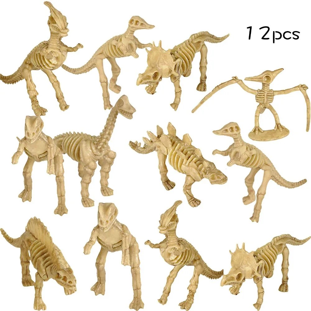 

Dinosaur Fossil Skeleton (12 Pieces) Assorted Figures , for Science Play, Dino Sand Dig, Party Favor & Decorations