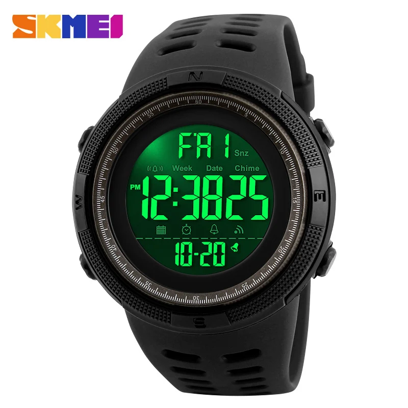 SKMEI Brand Men Sports Watches Fashion Chronos Countdown Men's Waterproof LED Digital Watch Man Military Clock Relogio Masculino - Цвет: Black coffee