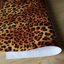 Rollo de papel de pared de PVC Vintage para decoración del hogar DIY 45cm x 5m (grano de leopardo)