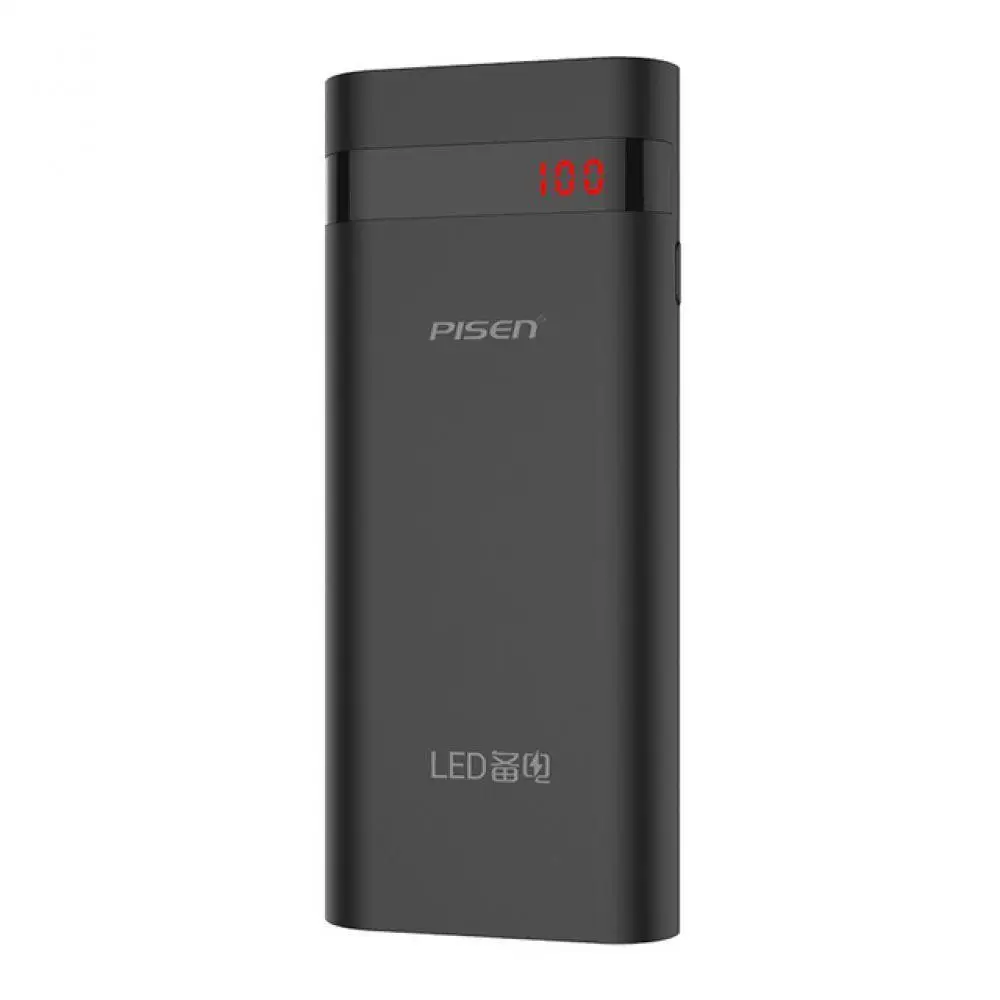 Pisen дополнительный аккумулятор 10000 мАч Портативный мобильного телефона Зарядное устройство Внешний Батарея 2A быстрой зарядки Мощность банка для Xiaomi Mi iPhone samsung - Цвет: Black
